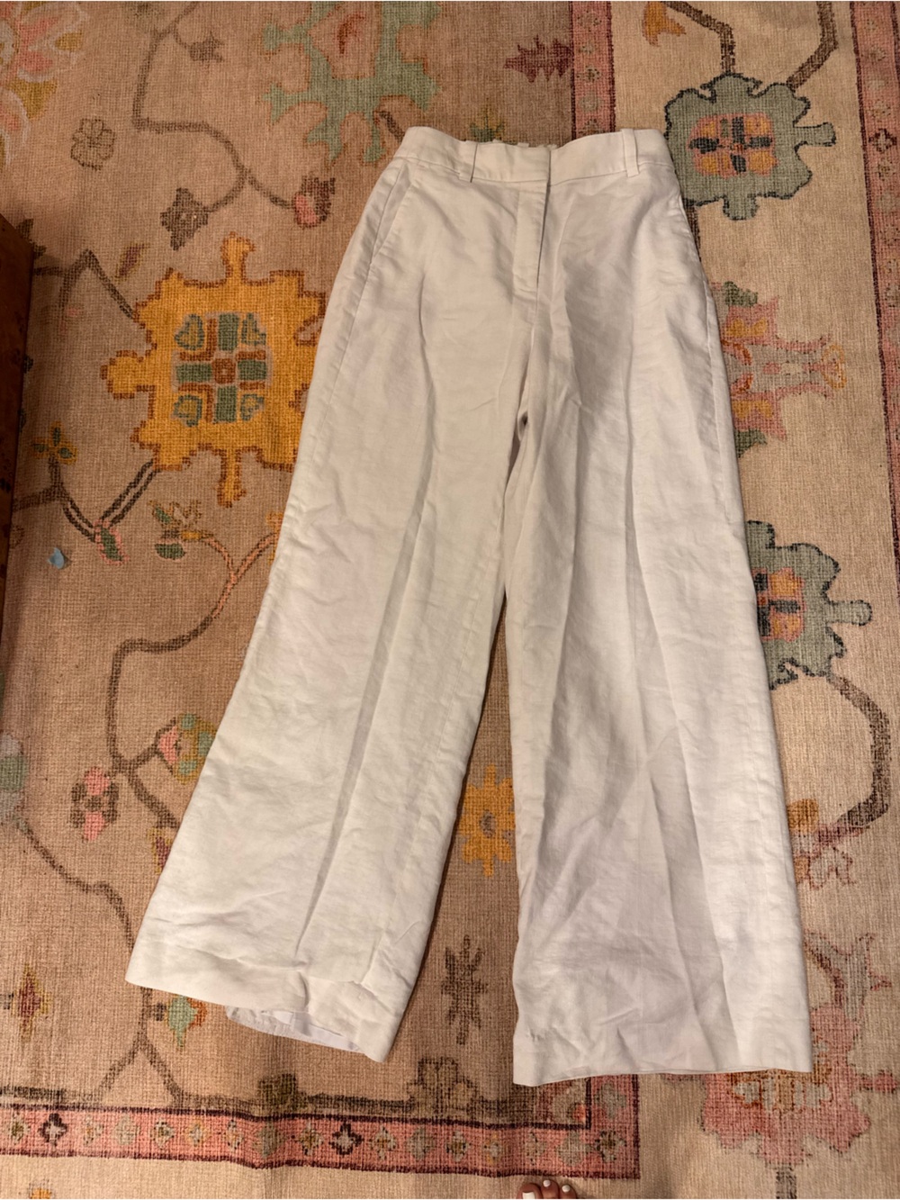 J. Crew Cream Wide-Leg Linen Blend Chinos